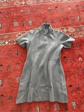 Anthropologie Gray Short-Sleeve Turtleneck Knit Dress